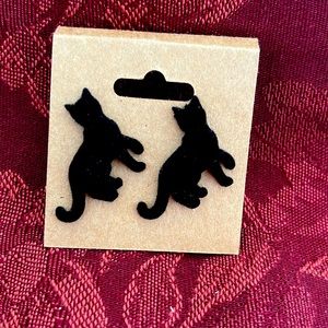 Felt Black Cat Earrings